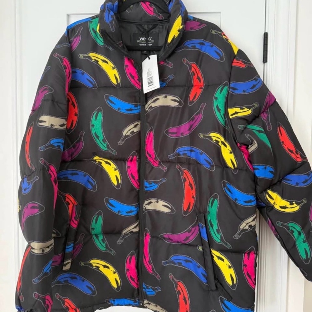 WeSC Banana Print Puffer Jacket L/XL BNWT | Rare Streetwear Winter Coat - Picture 2 of 3